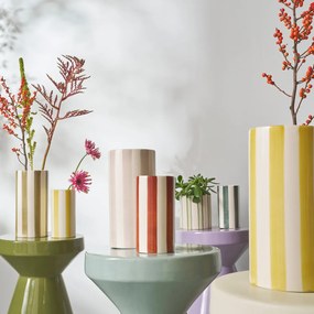 Κεραμικό βάζο με ρίγες, Υ18 εκ., Jaoma