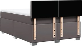 vidaXL Κρεβάτι Boxspring με Στρώμα Γκρι 140x190εκ. από Συνθετικό Δέρμα