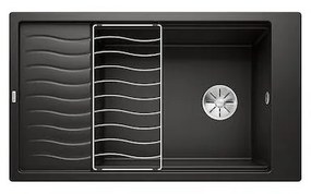 Blanco Elon XL 8 S Black SILGRANIT™ PuraDur™ Γρανιτένιος Νεροχύτης Ένθετος με 1 Γούρνα και Πλέγμα Αποστράγγισης 86x50cm