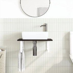 vidaXL Ράφι Νιπτήρα Τοίχου από Ατσάλι / Μασίφ Ξύλο Δρυός