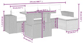 vidaXL Σετ Καναπέ Κήπου 6 τεμ. Μπεζ Συνθετικό Ρατάν με Μαξιλάρια