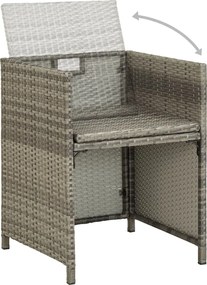 vidaXL Σετ Τραπεζαρίας Κήπου 3 Τεμαχίων Γκρι με Μαξιλάρια