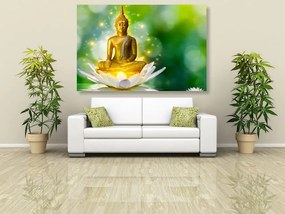 Εικόνα του χρυσού Βούδα σε λουλούδι λωτού - 90x60