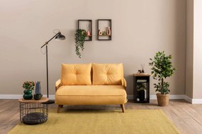Διθέσιος Καναπές Κρεβάτι Μουσταρδί LACEN 78x120x82