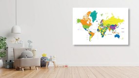 Εικόνα σε έναν παγκόσμιο χάρτη χρωματισμένο από φελλό σε λευκό φόντο - 120x80  flags