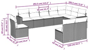 Σετ Καναπέ Κήπου 10 τεμ. Μπεζ Συνθετικό Ρατάν με Μαξιλάρια - Μπεζ