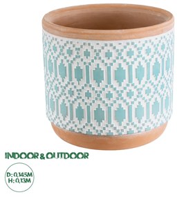 Artificial Garden DELHI 20523 Διακοσμητικό Κεραμικό Κασπώ Γλάστρα - Flower Pot Γαλάζιο με Λευκό και Μπεζ Φ14.5 x Υ13cm