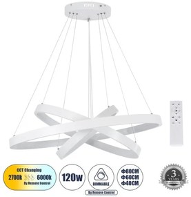 Κρεμαστό Φωτιστικό Οροφής LED 120W 14723lm NEMESIS TRIO Globostar-61171-DECO-Λευκό 61171-DECO