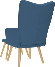 vidaXL Πολυθρόνα Relax Μπλε Υφασμάτινη με Υποπόδιο