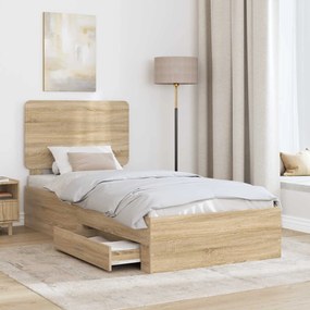 vidaXL Σκελετός Κρεβατιού Δρύς Sonoma 75 x 190 cm Επεξεργασμένο ξύλο