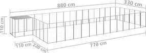 vidaXL Σπιτάκι Σκύλου Ασημί 26,62 μ² Ατσάλινο