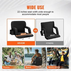 VEVOR 2 Pack Back Support Stadium Seat Wide Portable Reclining Bleacher Chair
