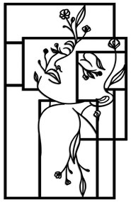Διακοσμητικό Τοίχου Flower Woman 891TNL3257 70x70cm Black Wallity Μέταλλο