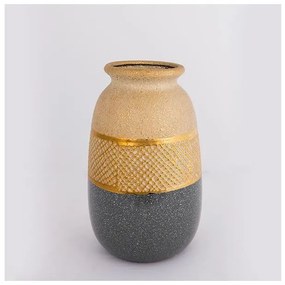 Βάζο Κεραμικό Χρυσό &amp; Γκρι 15.5x15.5x25.5cm 752-20283 Estheti-752-20283-Γκρι 752-20283