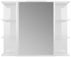 vidaXL Καθρέφτης Μπάνιου Γυαλιστερό Λευκό 80x20,5x64εκ. από Επεξ. Ξύλο