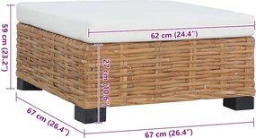 vidaXL Κάθισμα-Υποπόδιο από Γνήσιο Ρατάν με Μαξιλάρι