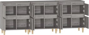 vidaXL Ντουλάπι 3 τεμ. Γκρι Sonoma 60x35x70 εκ. από Επεξεργασμένο Ξύλο