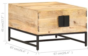 vidaXL Τραπεζάκι Σαλονιού 67 x 67 x 45 εκ. από Μασίφ Ξύλο Μάνγκο