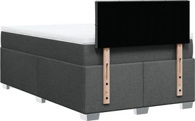vidaXL Κρεβάτι Boxspring με Στρώμα Σκούρο Γκρι 120x190 εκ Υφασμάτινο