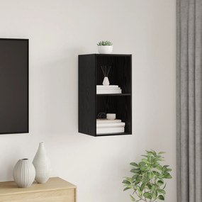 vidaXL Ράφι τηλεόρασης τοίχου Μαύρη βελανιδιά - 37 x 37 x 72 cm, Από επεξεργασμένο ξύλο