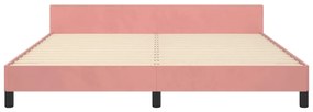 Πλαίσιο Κρεβατιού με Κεφαλάρι Ροζ 160x200 εκ. Βελούδινο - Ροζ