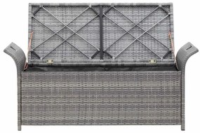 vidaXL Πάγκος Αποθήκευσης Γκρι 138 εκ. Συνθετικό Ρατάν με Μαξιλάρι