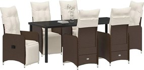 vidaXL Σέτ φαγητού για κήπο 7 pcs Καφέ συνθετικό ρατάν