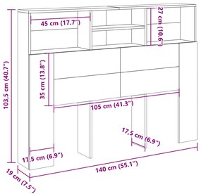 Ντουλάπι κεφαλάρι Δρυς τεχνίτης 140x19x103,5 cm - Καφέ