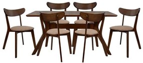 Σετ τραπεζαρίας C10068 7τμχ με Τραπέζι 160x90x75.5εκ. & Καρέκλες ROSELYN Καρυδί