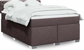 vidaXL Κρεβάτι Boxspring με Στρώμα Σκούρο Καφέ 140x190 εκ. Υφασμάτινο