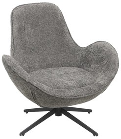 ARMCHAIR SWIVEL BRYNN  GREY BOUCLE FABRIC-BLACK METAL BASE 86x76x87Hcm.