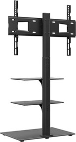 vidaXL Βάση Τηλεόρασης Γωνιακή 3 Επιπέδων για 32-65 Ιντσών Μαύρη