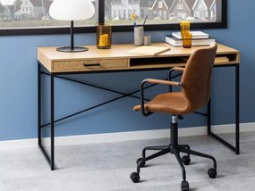 Τραπέζι γραφείου Oakland 648, Με συρτάρια, 76x140x58cm, 27 kg, Άγρια δρυς, Μαύρο | Epipla1.gr