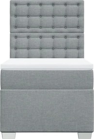 vidaXL Κρεβάτι Boxspring με Στρώμα Ανοιχτό Γκρι 90x200 εκ. Υφασμάτινο
