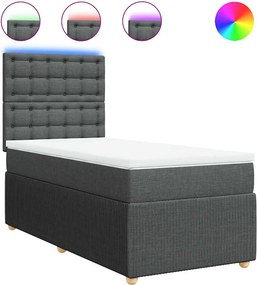 vidaXL Κρεβάτι Boxspring με Στρώμα Σκούρο Γκρι 100x200 εκ. Υφασμάτινο