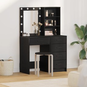 vidaXL Τραπέζι περιποίησης με συρτάρι 2 pcs Μαύρο 50 x 41 x 135 εκ
