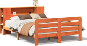 vidaXL Σκελετός Κρεβ. Χωρίς Στρώμα Καφέ Κεριού 135x190 εκ Μασίφ Πεύκο