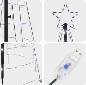 vidaXL Χριστουγεννιάτικο Δέντρο LED με Σφήνες Εδάφους 250 cm Σίδερο