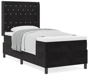 vidaXL Κρεβάτι Box Spring με Στρώμα Μαύρο 90x200 εκ Βελούδο
