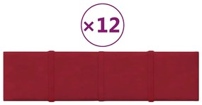 vidaXL Πάνελ Τοίχου 12 τεμ. Μπορντό 60x15 εκ. 1,08 μ² Βελούδινα