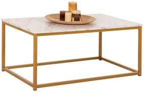 Τραπέζι Σαλονιού Saffron HM8975.11 95x55x43,5cm Gold-White Melamine, Metal