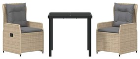 vidaXL Σέτ φαγητού για κήπο 3 pcs Μπέζ και Ανοιχτό Γκρι