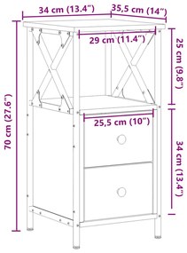 ΚΟΜΟΔΙΝΑ 2 ΤΕΜΑΧΙΑ ΠΑΛΙΟ ΞΥΛΟ 34X35,5X70 CM ΚΑΤΑΣΚΕΥΑΣΜΕΝΟ ΞΥΛΟ 857251