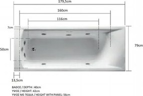 Acrilan Sine - Ακρυλική Μπανιέρα 180x80 εκ - Maxxcoat