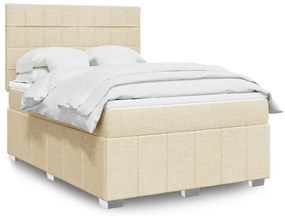 vidaXL Κρεβάτι Boxspring με Στρώμα Κρεμ 140x200 εκ. Υφασμάτινο