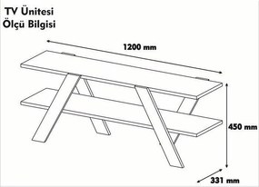 Έπιπλο Τηλεόρασης Λευκό / Καρυδί CATIR 120x33.1x45