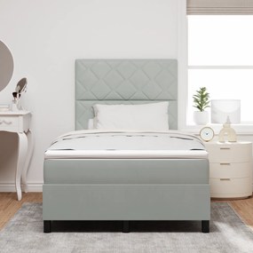 vidaXL κρεβάτι Box Spring με στρώμα και LED  Γκρι 120x190 cm Βελούδο