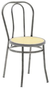 Chair Vienna with PE Rattan Seat Γκρί Σφυρήλατο