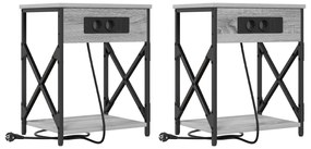 vidaXL Κομοδίνο 2 pcs Γκρι sonoma 41 x 31 x 51 εκ. Επεξεργασμένο ξύλο