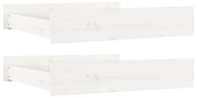Συρτάρια Κρεβατιού 2 τεμ. Λευκά από Μασίφ Ξύλο Πεύκου - Λευκό